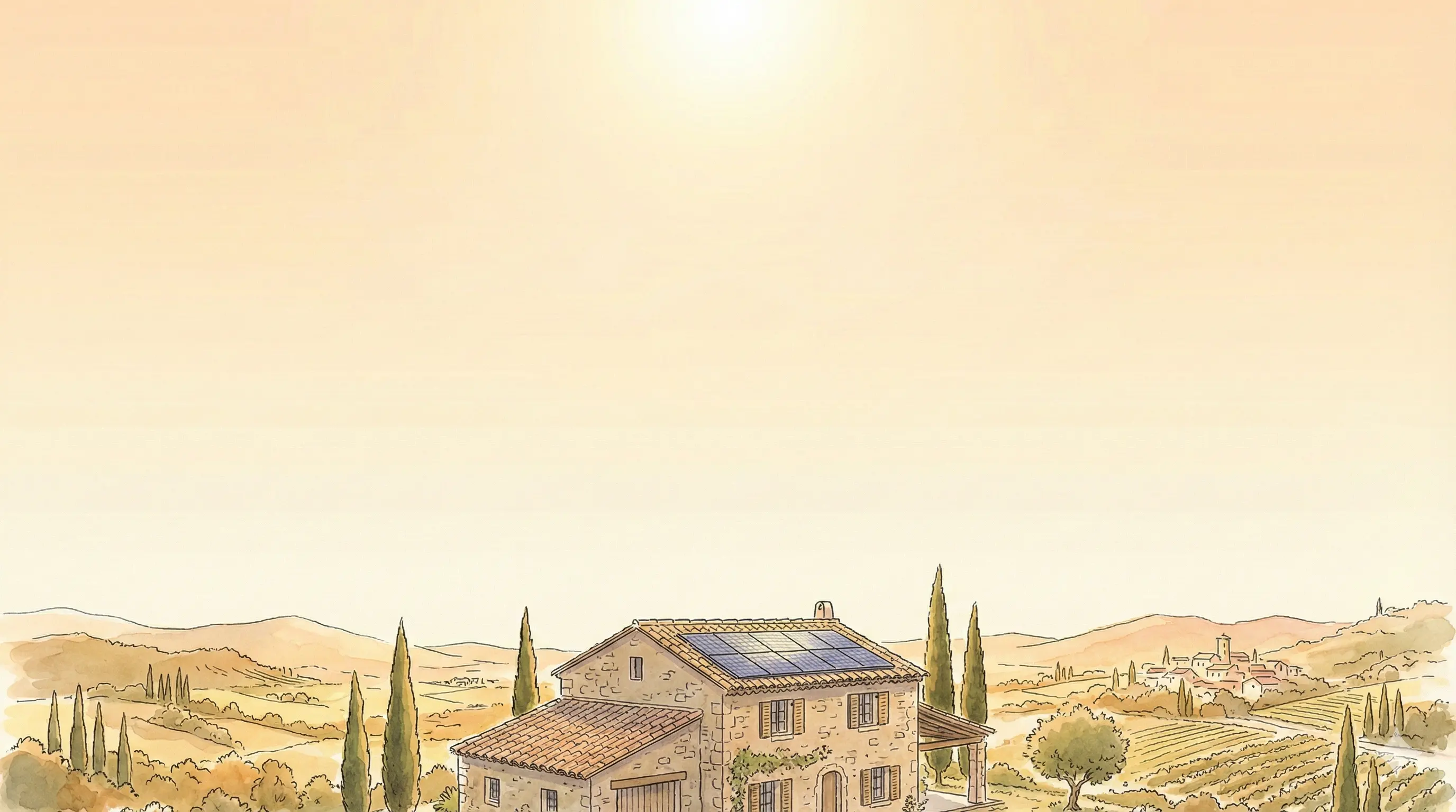Illustration maison avec panneaux solaires