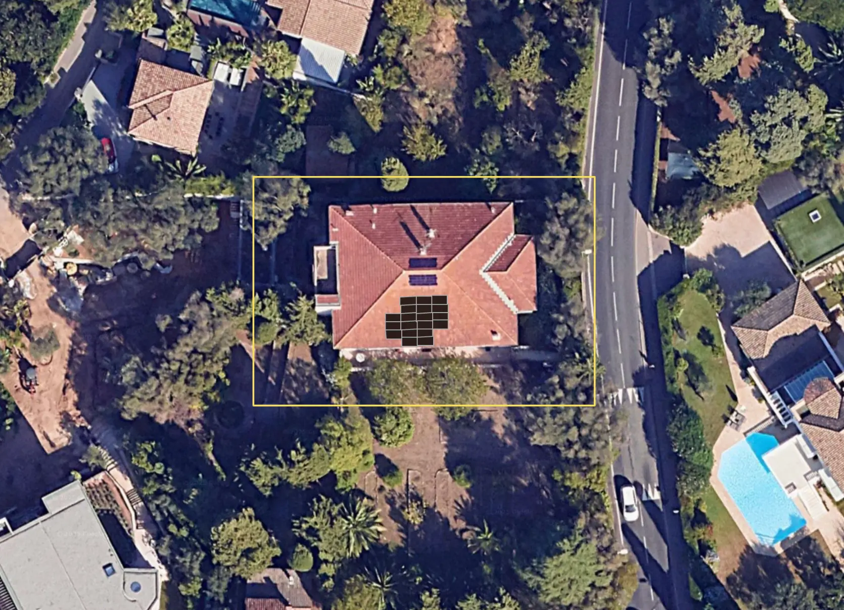 Schéma d'implantation des panneaux solaires sur toiture