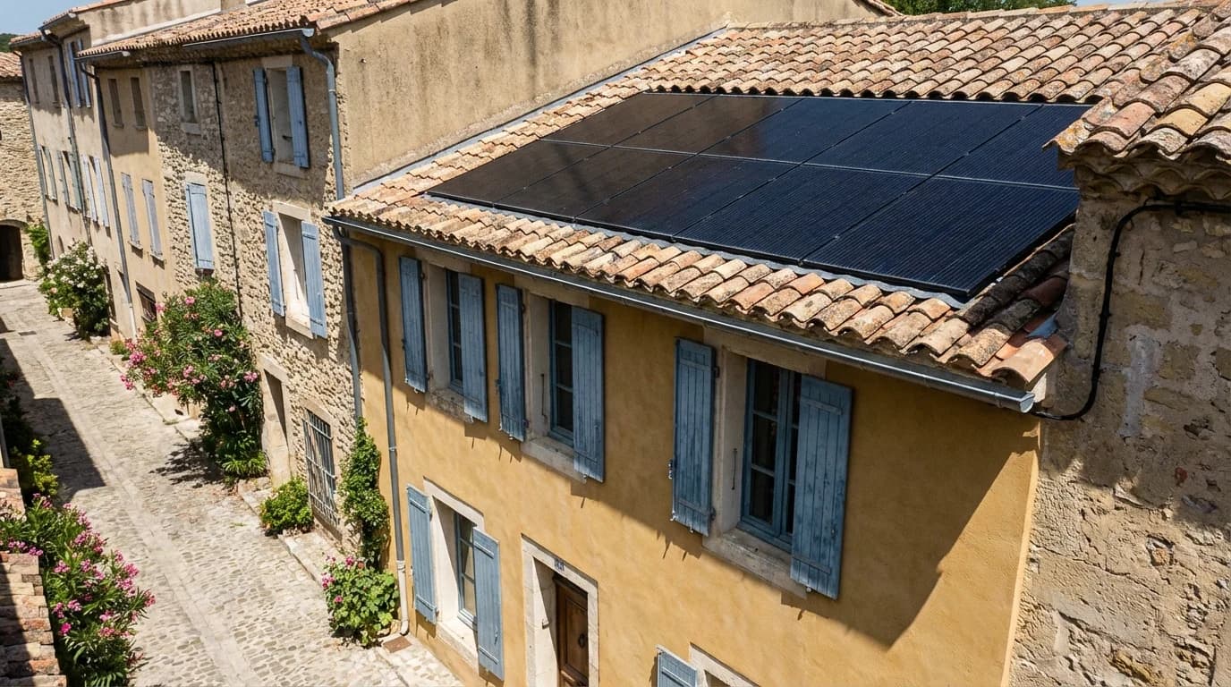 Maison occitane avec panneaux solaires intégrés