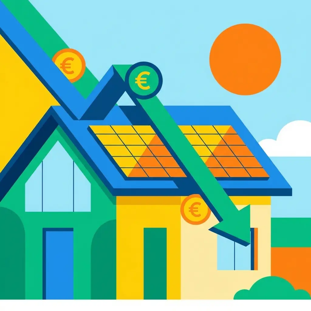 Illustration colorée représentant l'évolution des tarifs de rachat solaire et les stratégies d'optimisation