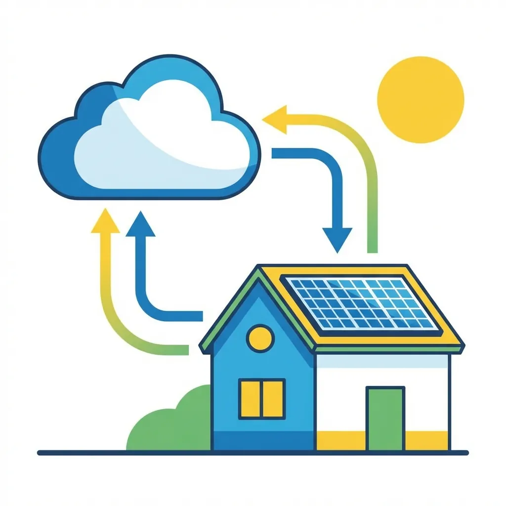 Concept de batterie virtuelle solaire avec stockage dans le cloud