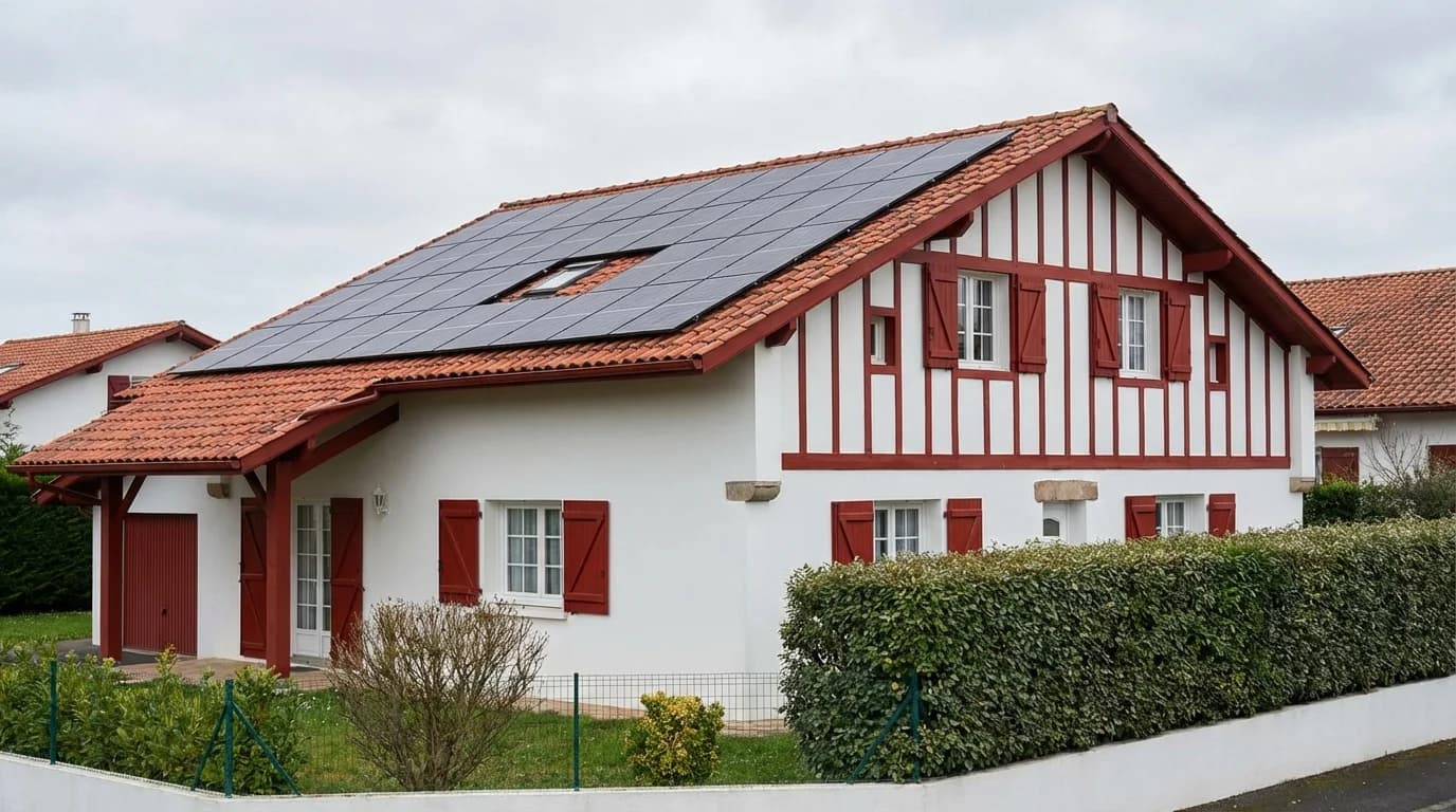 Maison basque avec panneaux solaires à Bayonne