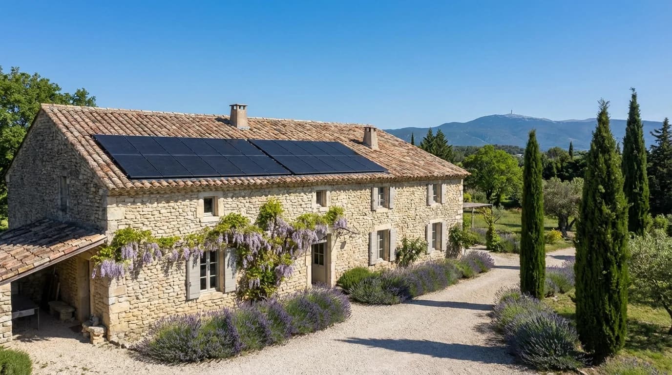 Maison provençale avec panneaux solaires à Carpentras