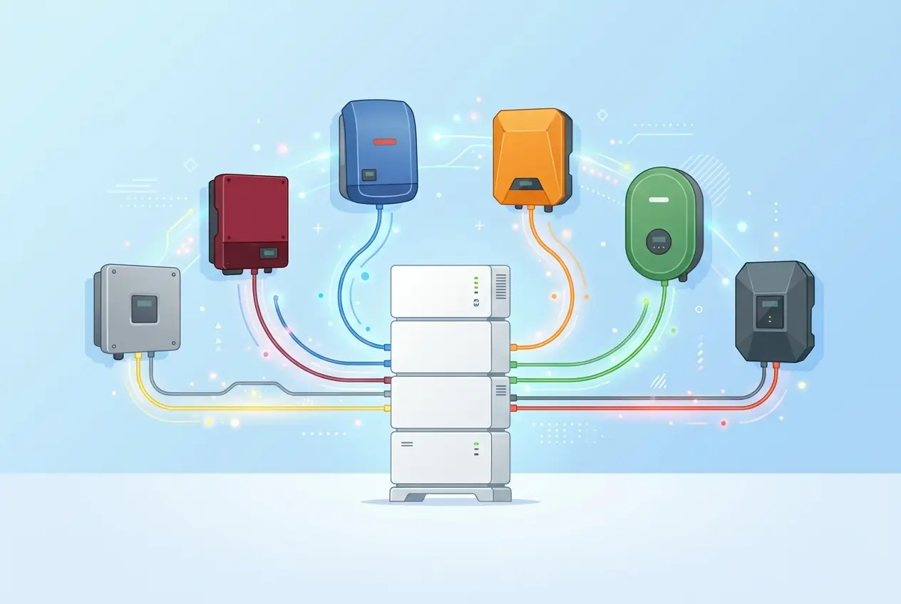 Batterie BYD reliée aux principales marques d'onduleurs hybrides compatibles