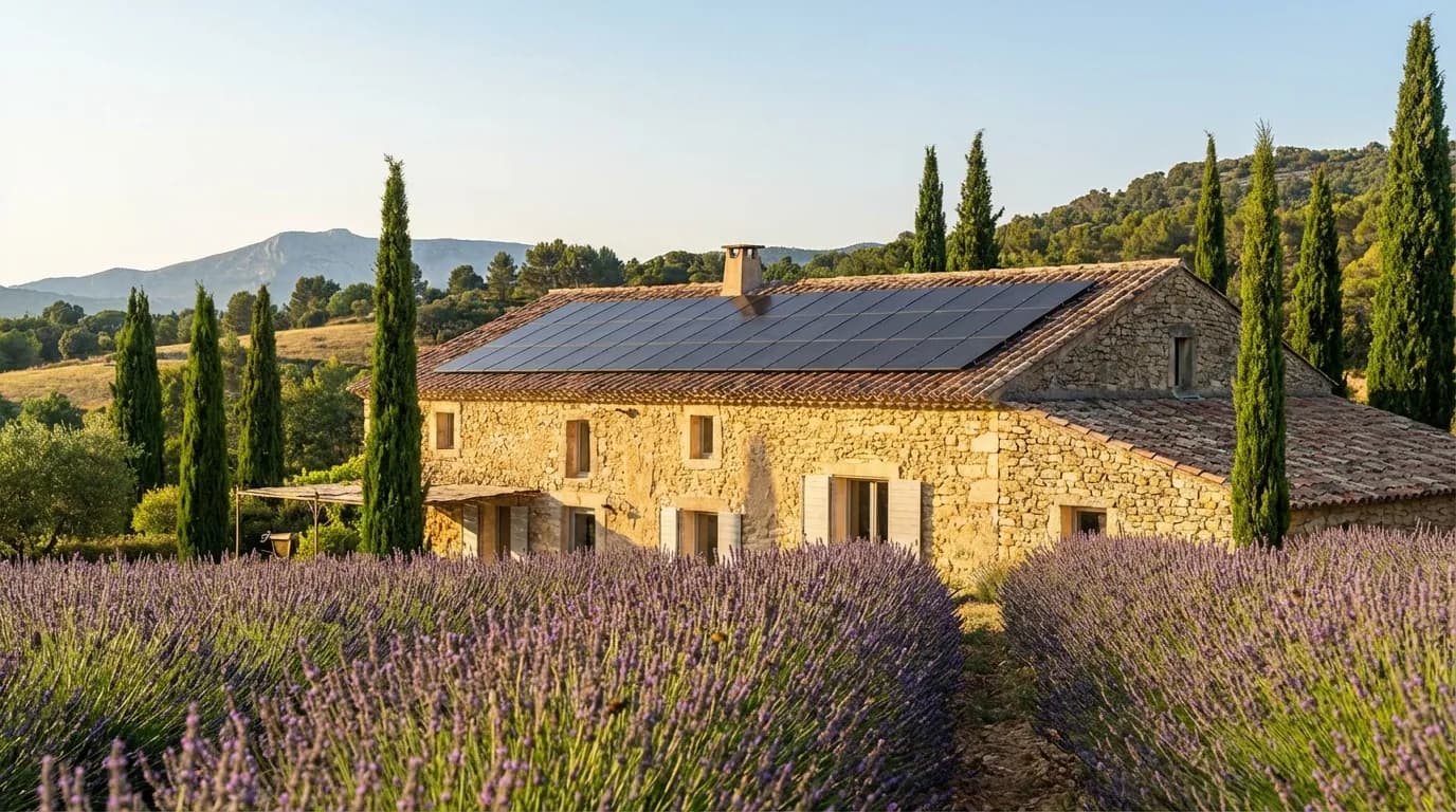 Maison provençale équipée de panneaux solaires à Aix-en-Provence