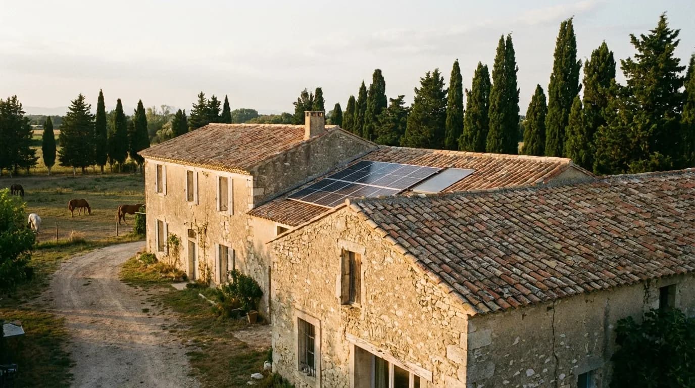 Maison Mas Camarguais équipée de panneaux solaires à Arles