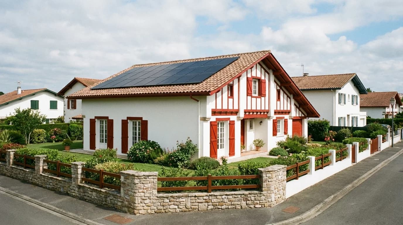 Maison basque équipée de panneaux solaires à Bayonne