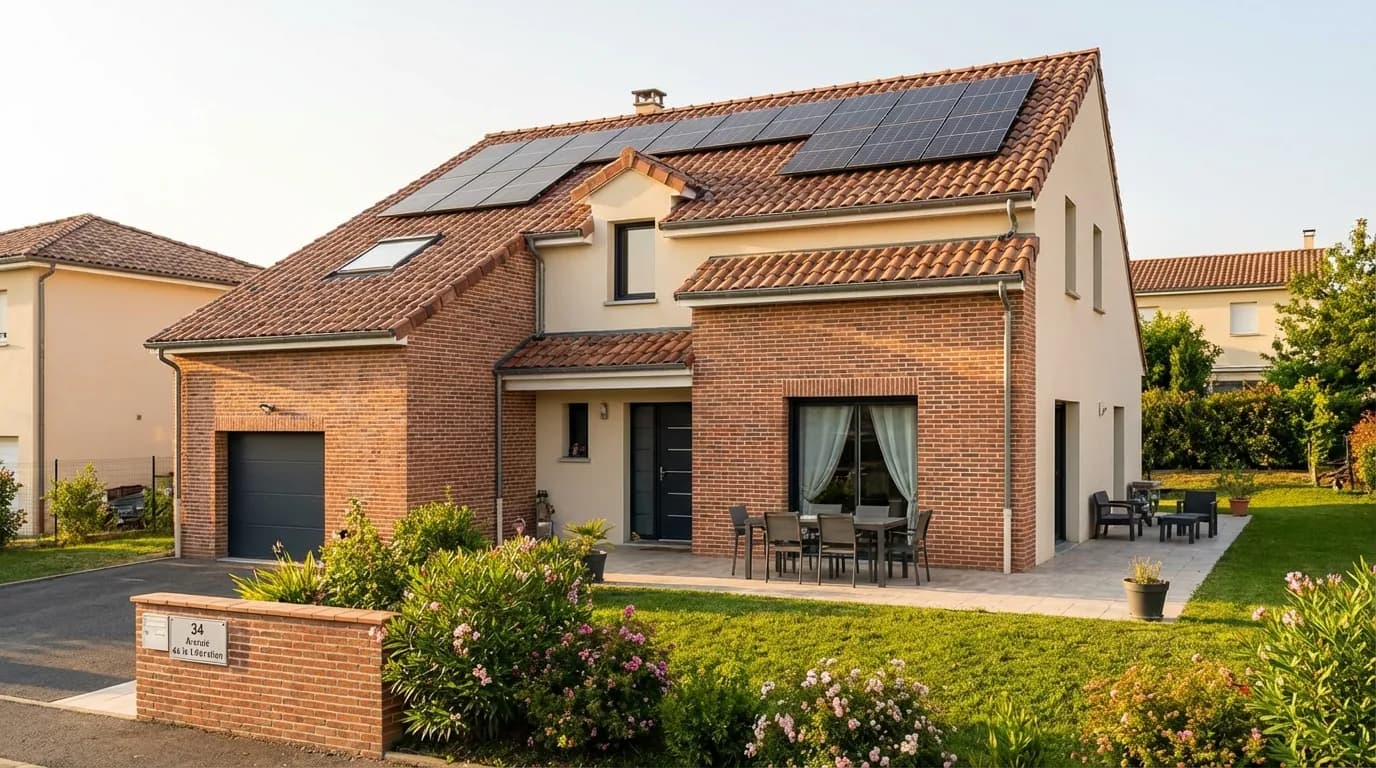 Maison pavillonnaire équipée de panneaux solaires à Colomiers