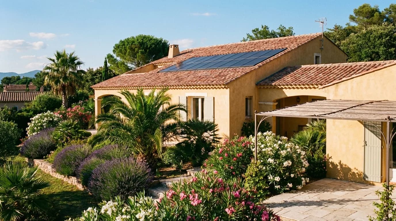 Maison provençale équipée de panneaux solaires à Fréjus