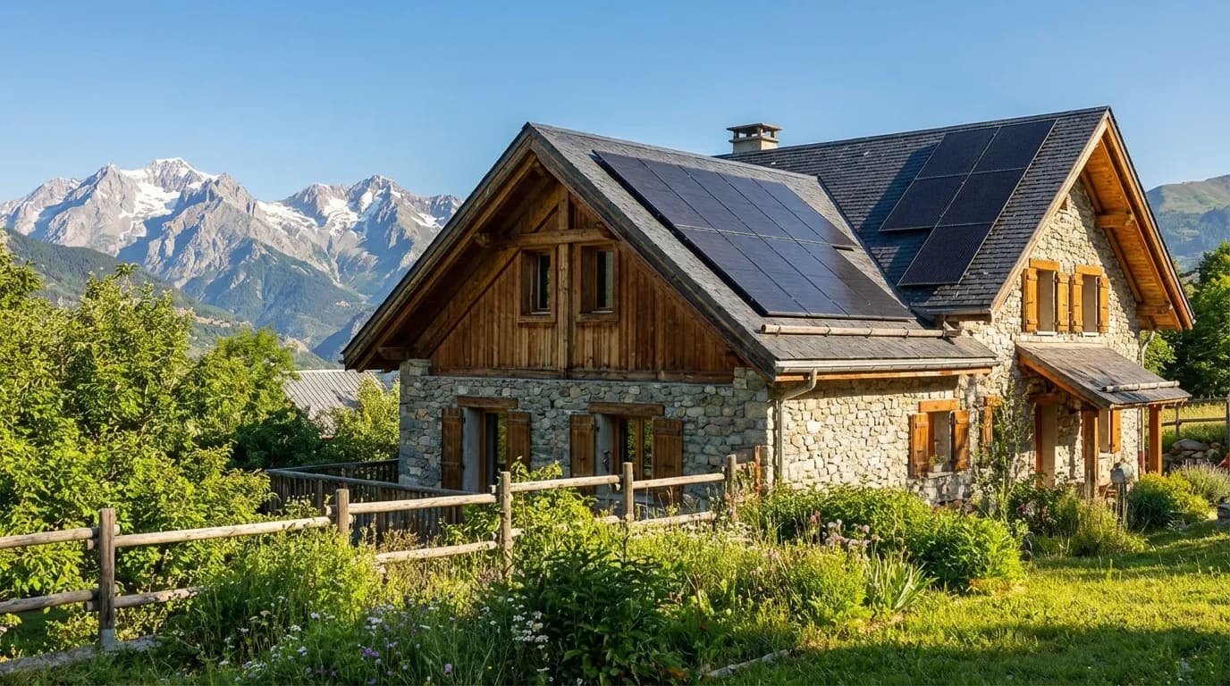 Maison alpine équipée de panneaux solaires à Gap