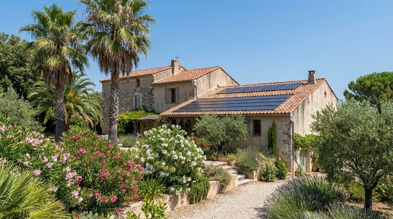 Maison provençale équipée de panneaux solaires à Hyères