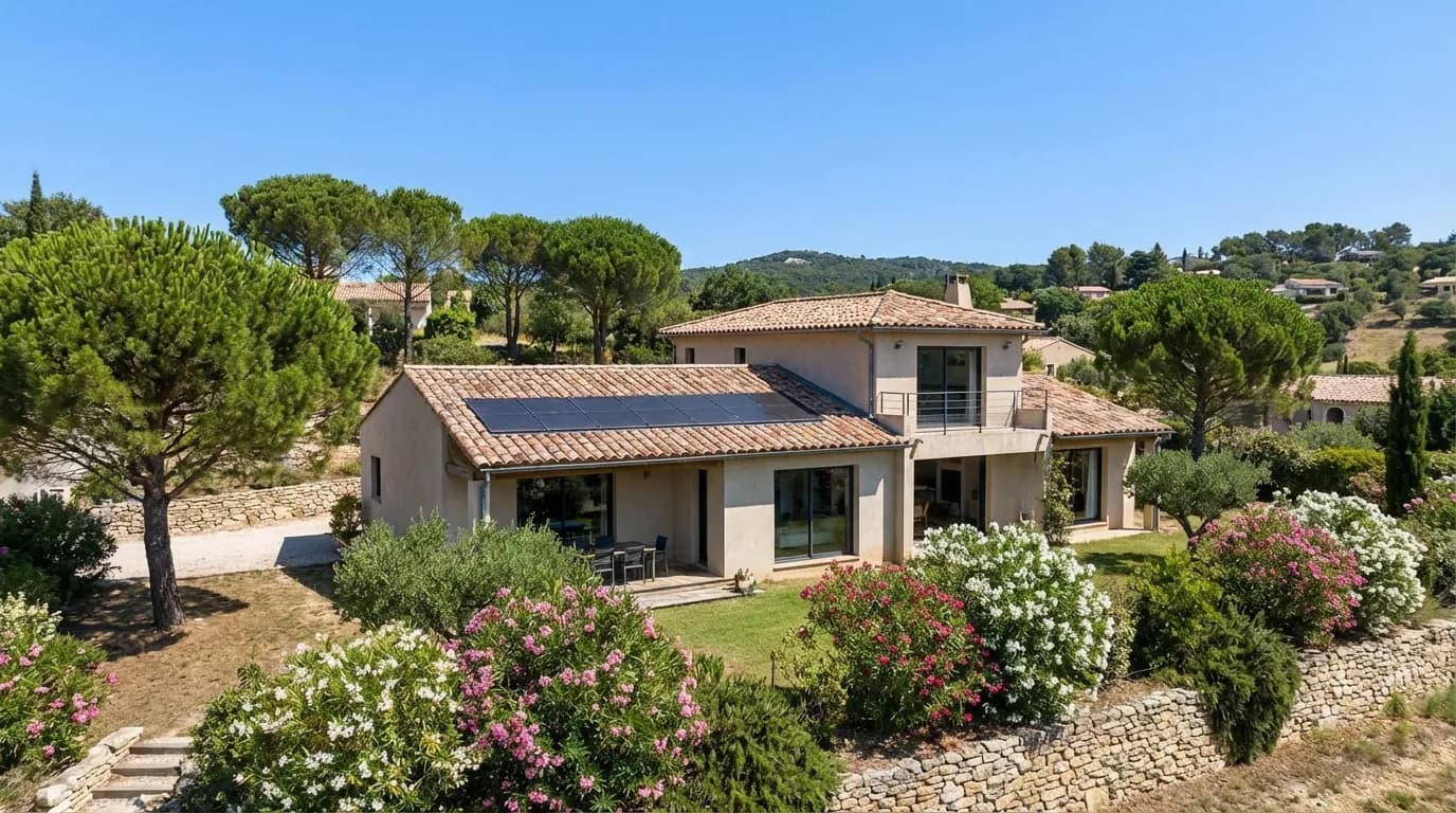 Maison contemporaine équipée de panneaux solaires à Montpellier