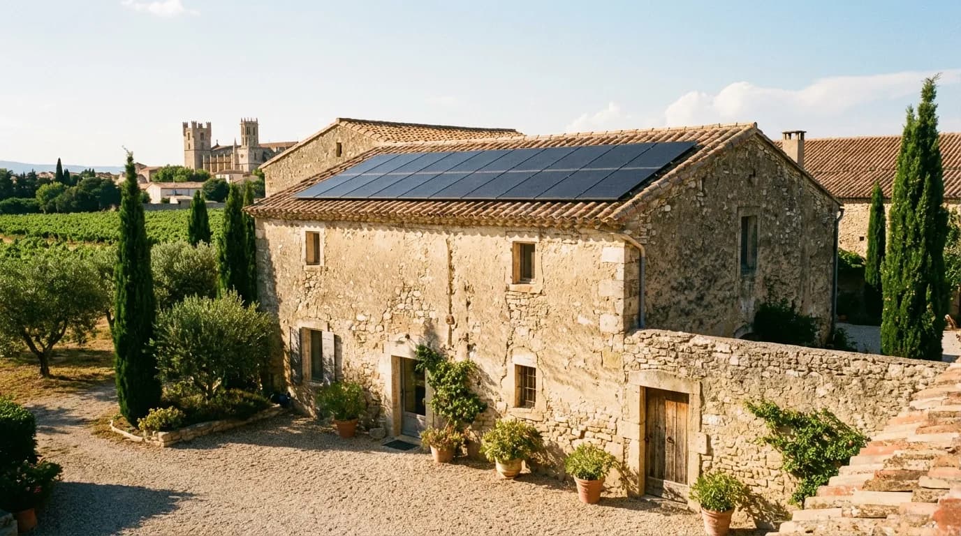 Maison méditerranéenne équipée de panneaux solaires à Narbonne