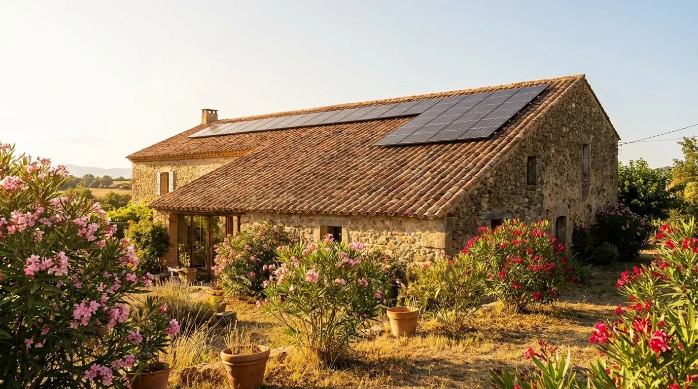 Maison catalane équipée de panneaux solaires à Perpignan