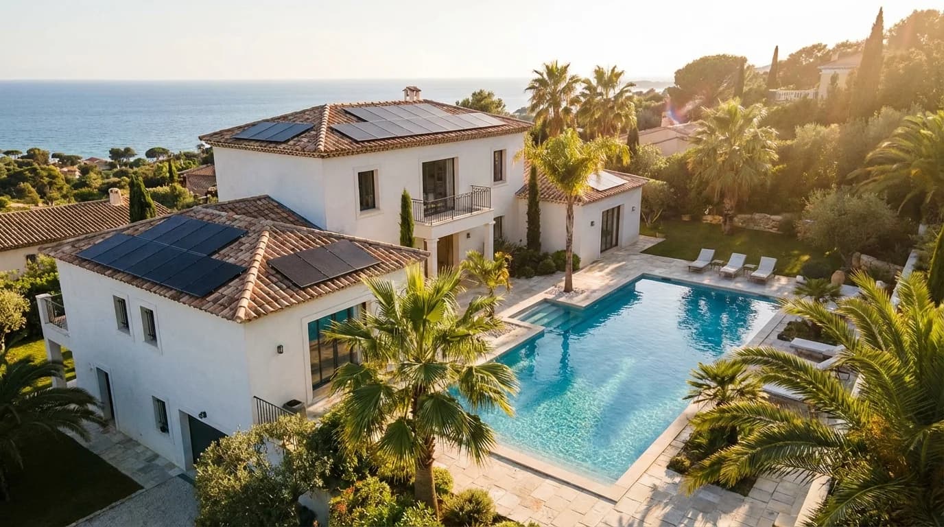 Maison azuréenne équipée de panneaux solaires à Saint-Laurent-du-Var