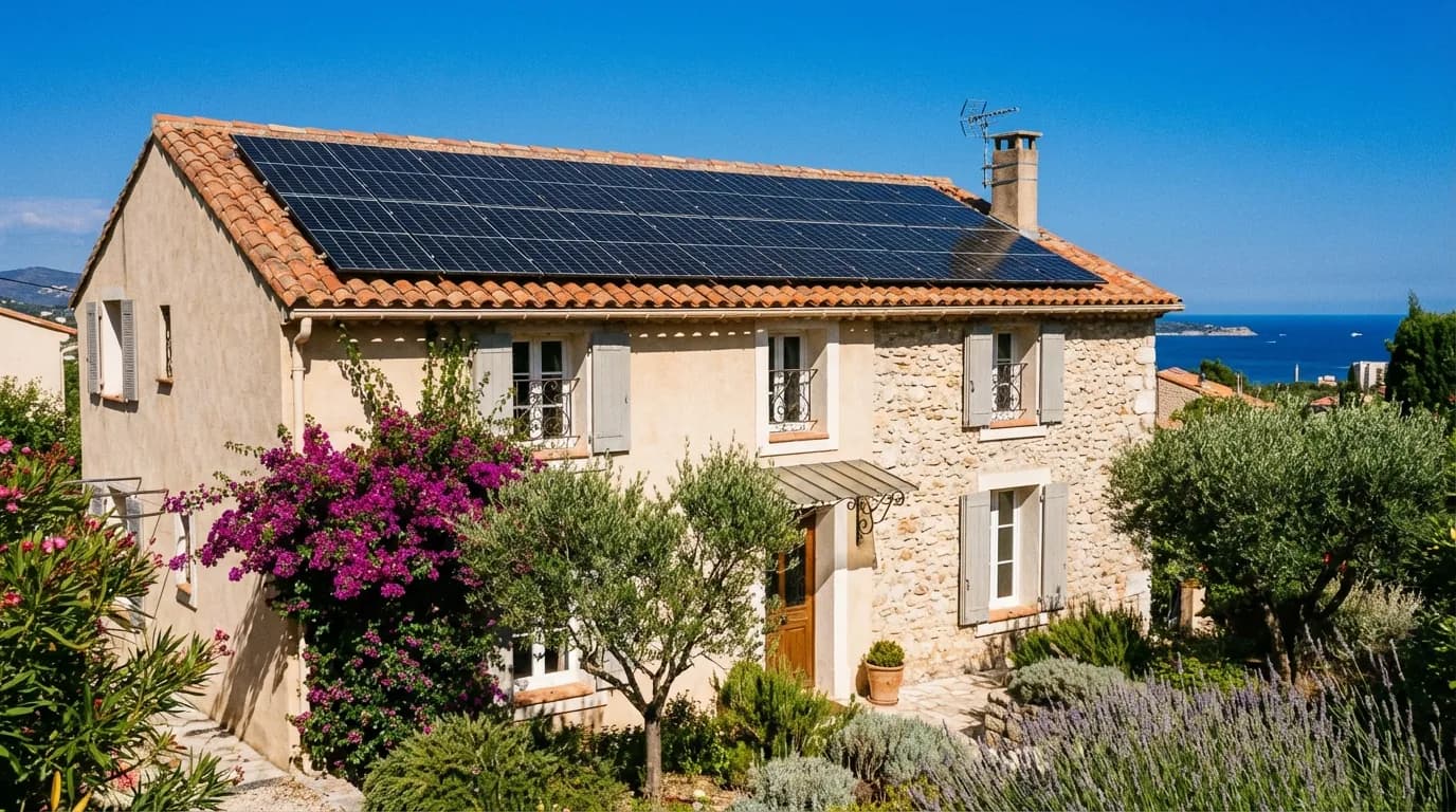 Maison toulonnaise du quartier Mourillon équipée de panneaux solaires