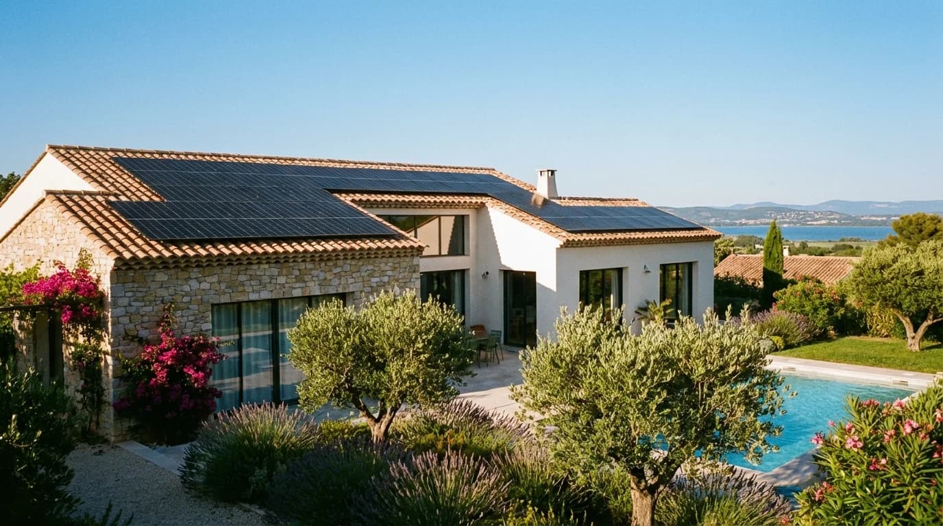 Maison provençale avec panneaux solaires à Marignane