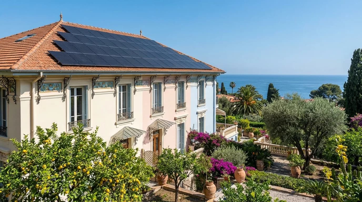 Villa Belle Époque avec panneaux solaires à Menton