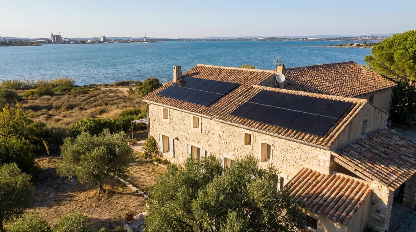 Maison provençale avec panneaux solaires à Miramas