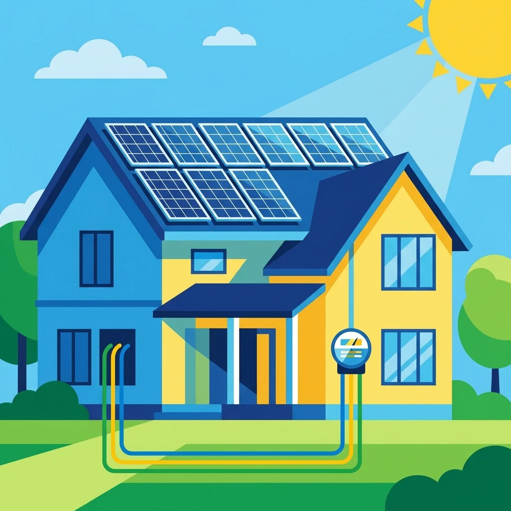 Maison familiale équipée de panneaux solaires 9 kWc avec raccordement triphasé