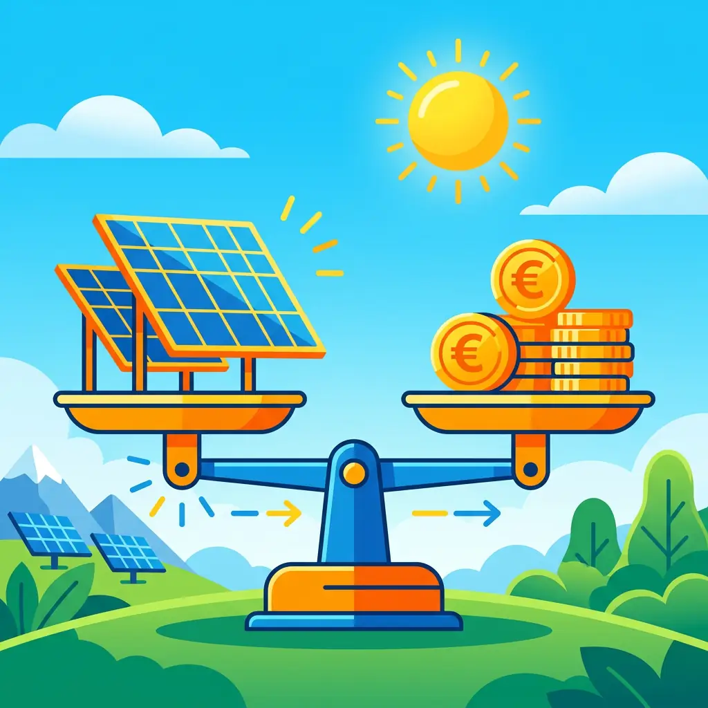 Balance comparant le prix et la puissance des panneaux solaires en watt-crête