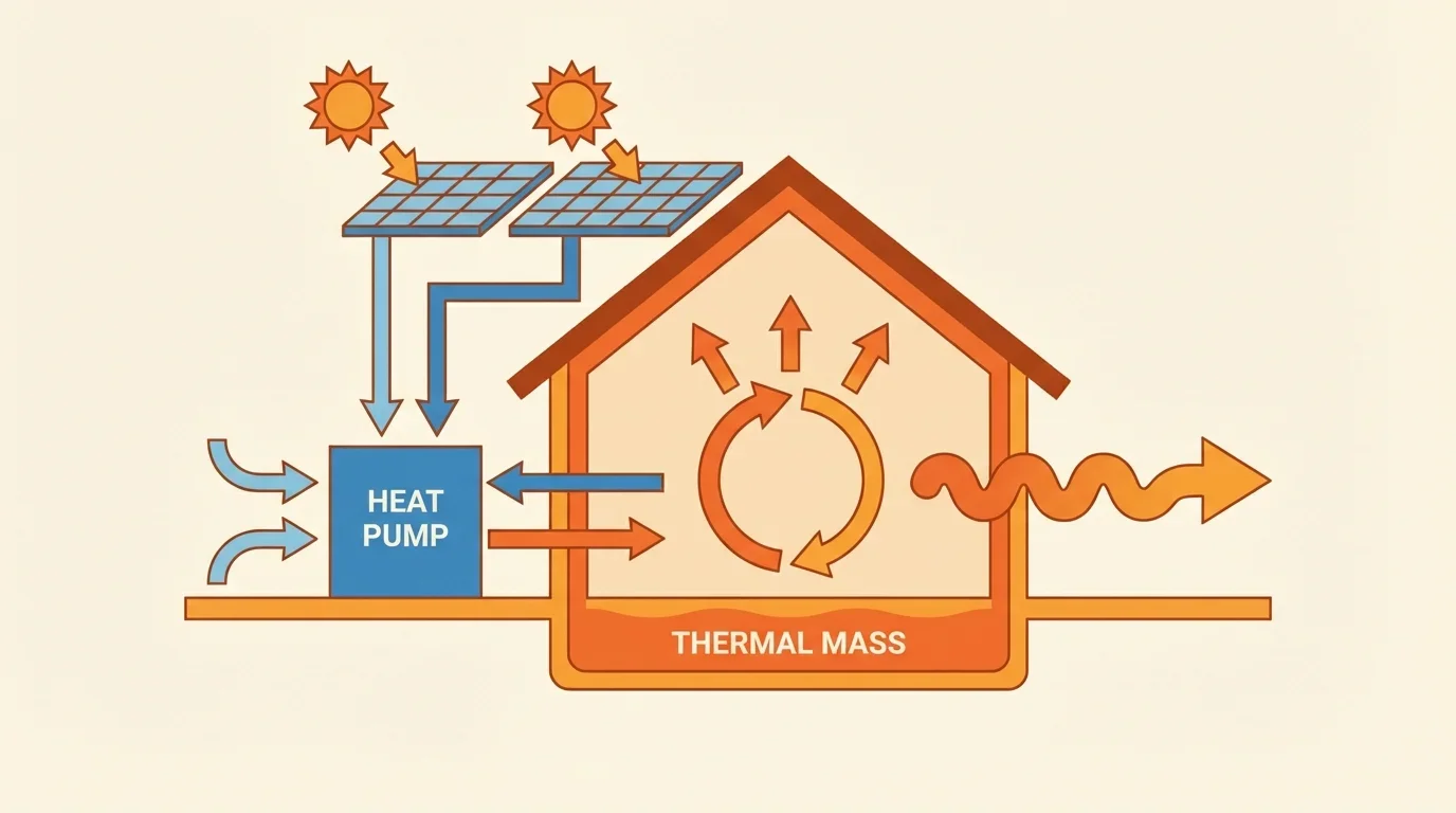 Schéma de la synergie entre panneaux solaires et pompe à chaleur