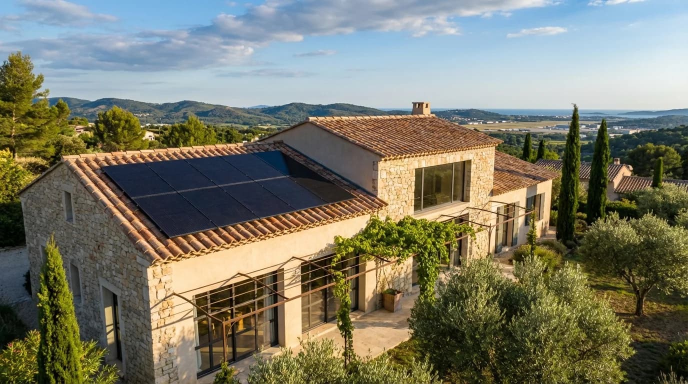 Maison provençale avec panneaux solaires à Vitrolles